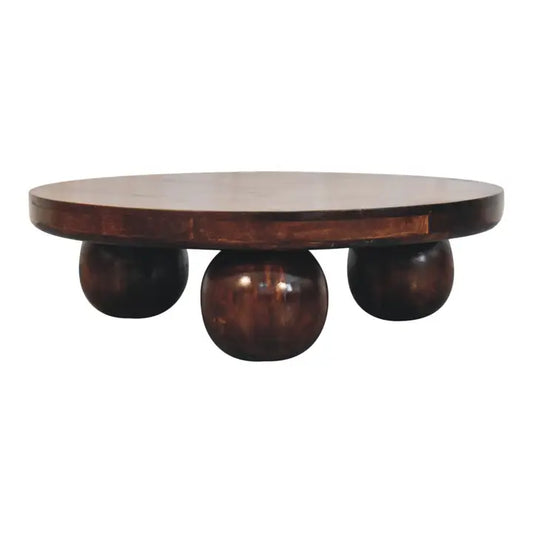 California Walnut Central Table with Ball Feet - Horizon and Stone 