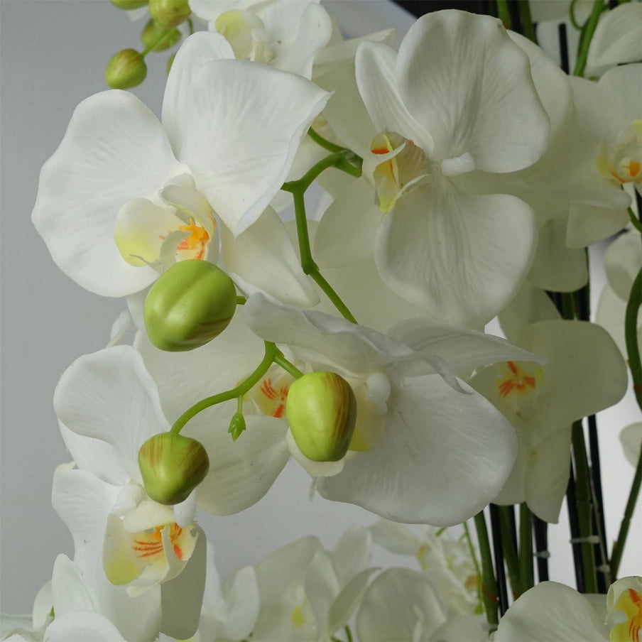 Giant White Orchid Plant Artificial 189 Flowers Real Touch - Horizon and Stone 