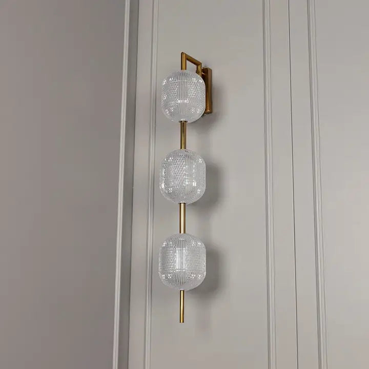 Sofia Triple Acrylic Antique Wall Sconce 90 cm