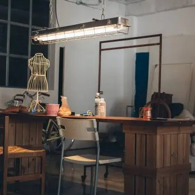 4ft Caged Industrial Strip Light - Galavanised  PACKAGE OF 2 - Horizon and Stone 