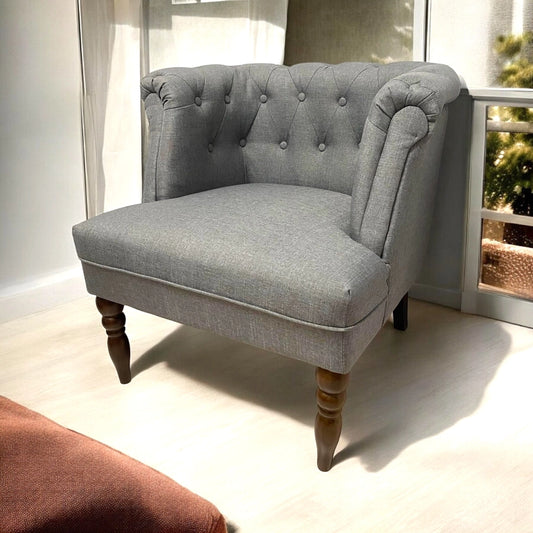 77cm Grey Linen Arm Chair