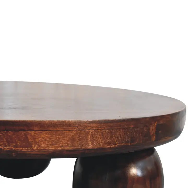 California Walnut Central Table with Ball Feet - Horizon and Stone 