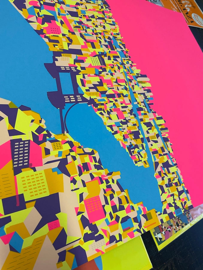 'thames Hot Pink' Screen Print - Horizon and Stone 