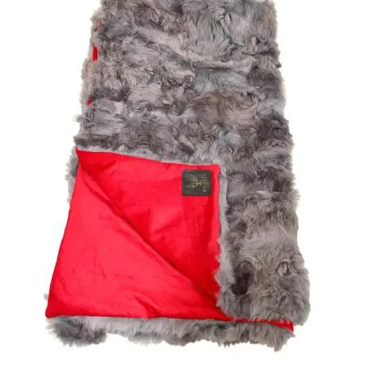 Small Shearling Grey & Cherry Red Baby Cord 100cm X 180cm