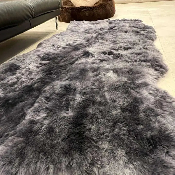 Icelandic Sheepskin Shorn Fur Graphite Grey Runner 6-Skin