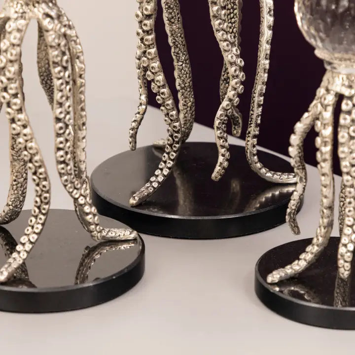 Silver Octopus Triple Top 26X32X38 cm