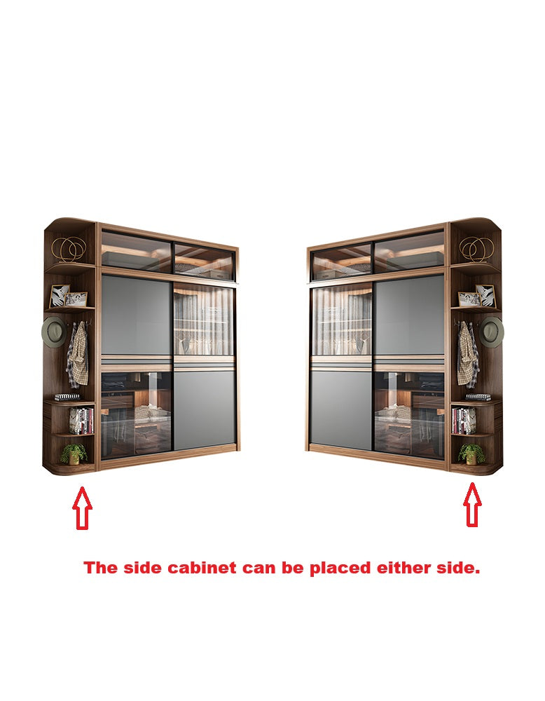 Ueda Double Sliding Door Wardrobe With Lights, Wood - Horizon and Stone 