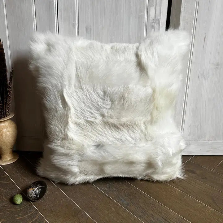 Shearling Cushion Square 45cm Clotted Cream & Cream Velvet -  min order 4 - Horizon and Stone 