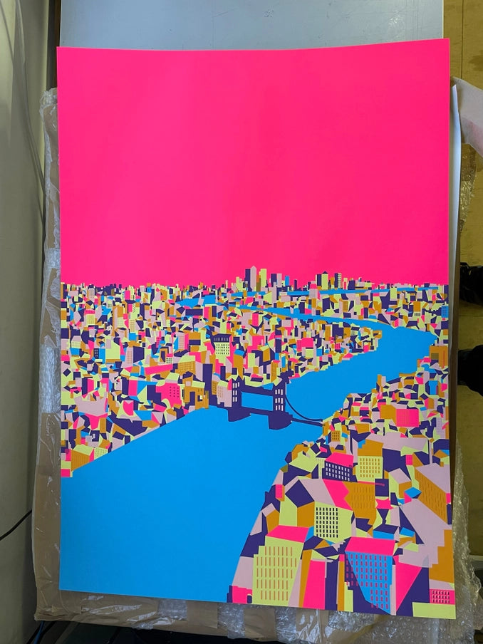 'thames Hot Pink' Screen Print - Horizon and Stone 