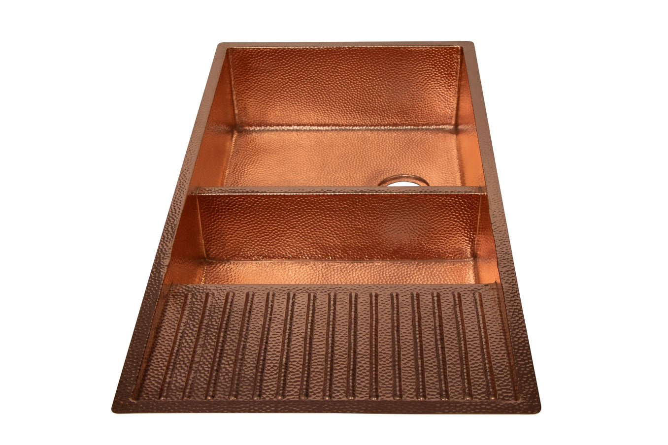 42" Drop-in Double Well 60/40 Hammered Copper Kitchen Sink