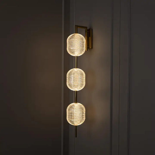 Sofia Triple Acrylic Antique Wall Sconce 90 cm