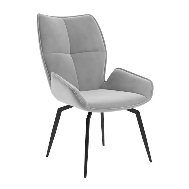 Rox Velvet Dining Chair with Swivel Function  - GREY - CASE OF 2 - Horizon and Stone 