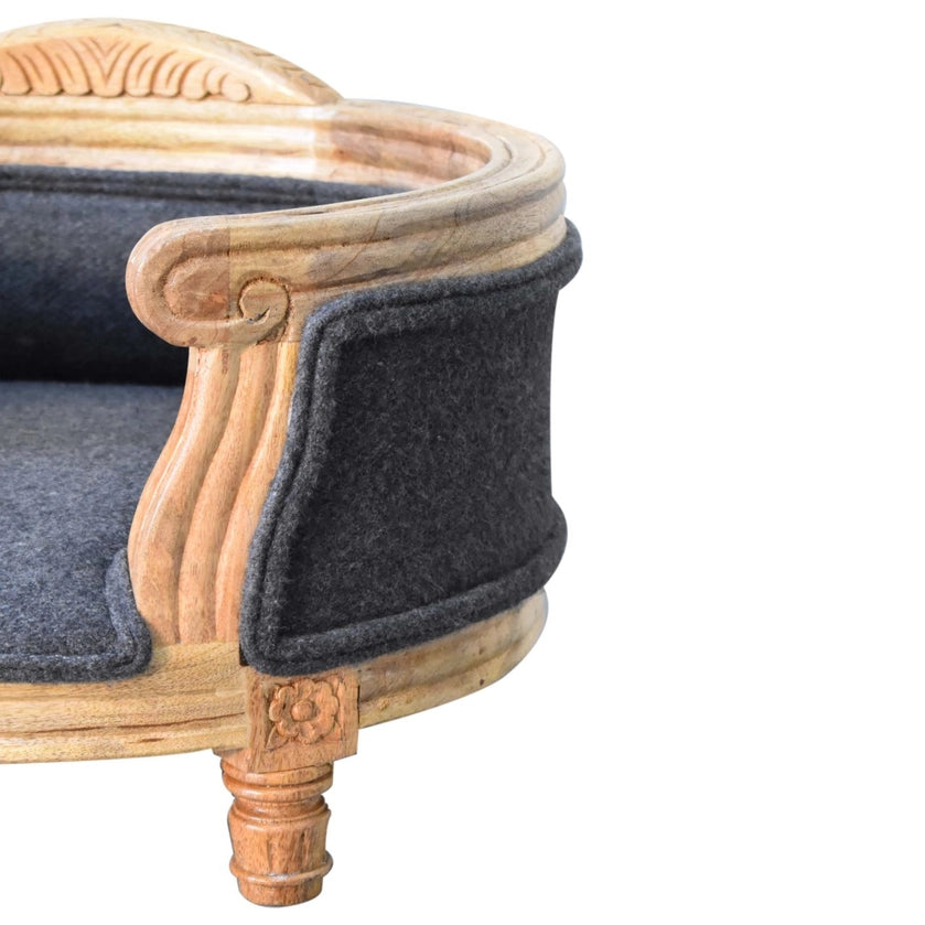 Carved Battleship Tweed Pet Bed - Horizon and Stone 