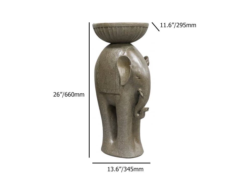 660mm Outdoor Elephant Sculpture Resin Garden Statue Planter Bird Bath Figurine in Green - MIN ORDER 2 - Horizon and Stone 