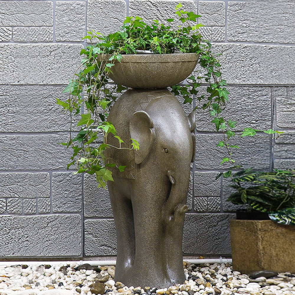 660mm Outdoor Elephant Sculpture Resin Garden Statue Planter Bird Bath Figurine in Green - MIN ORDER 2 - Horizon and Stone 