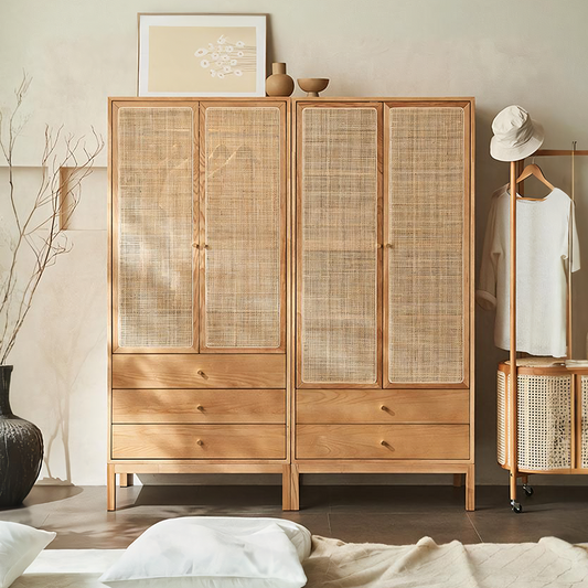 Caden Rattan Wardrobe, Wood - Horizon and Stone 
