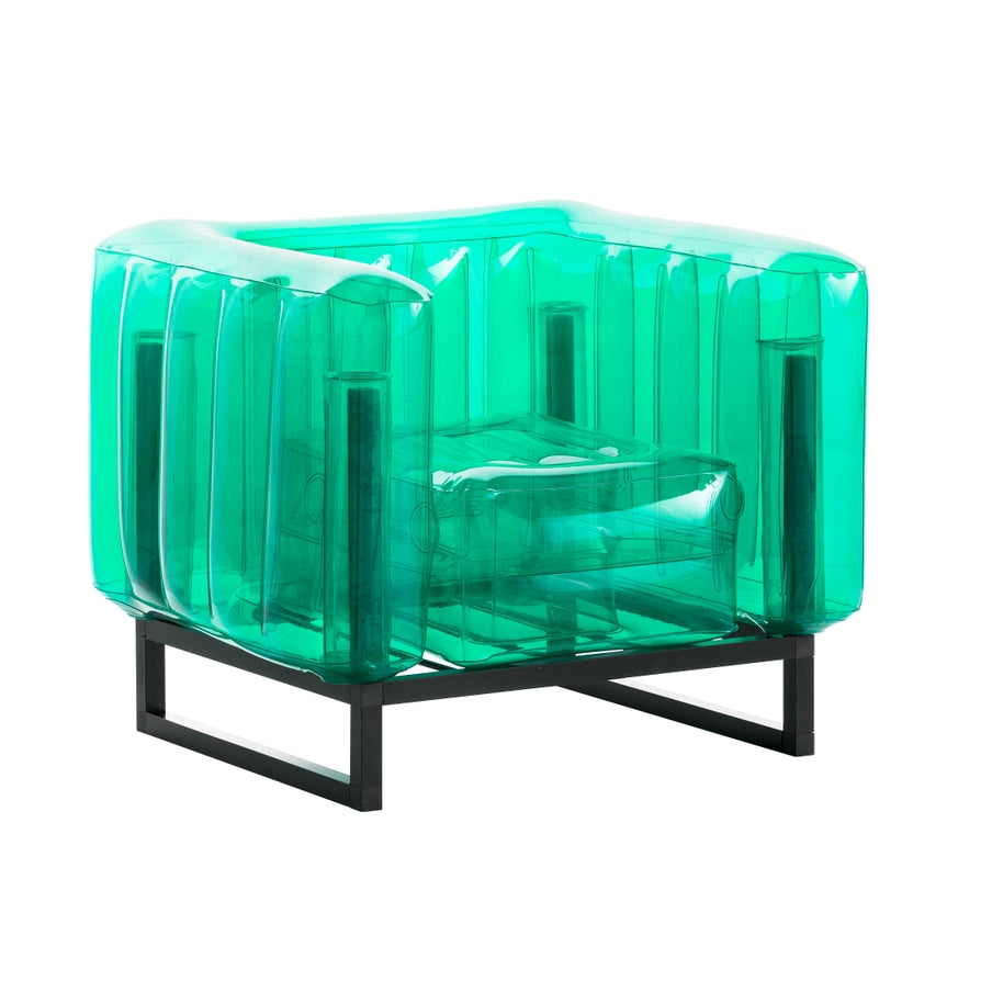 Crystal Green Aluminium and Tpu Design Armchair