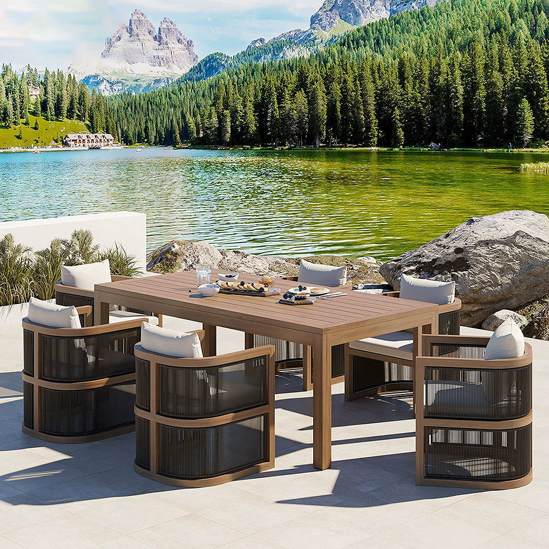 Eliza Rttan Outdoor Dining Table, Outdoor Furniture - Horizon and Stone 