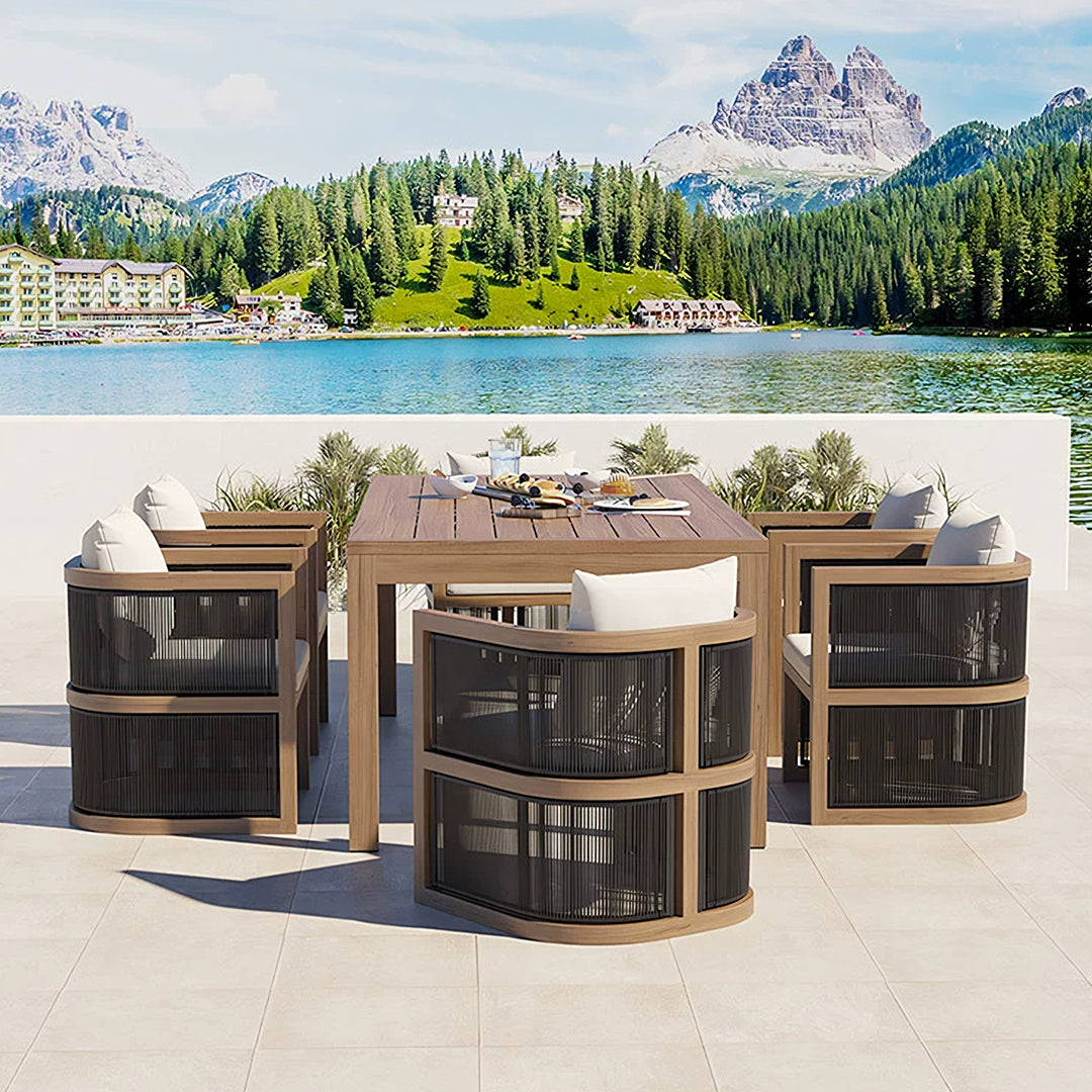 Eliza Rttan Outdoor Dining Table, Outdoor Furniture - Horizon and Stone 