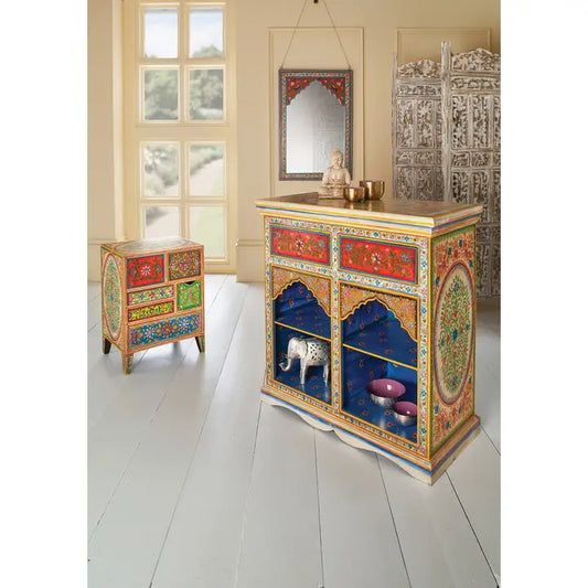 Hand Painted Mango Wood Console