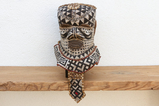 Black & White Beaded African Mask - RARE FIND - Horizon and Stone 