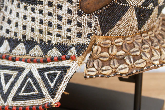 Black & White Beaded African Mask - RARE FIND - Horizon and Stone 