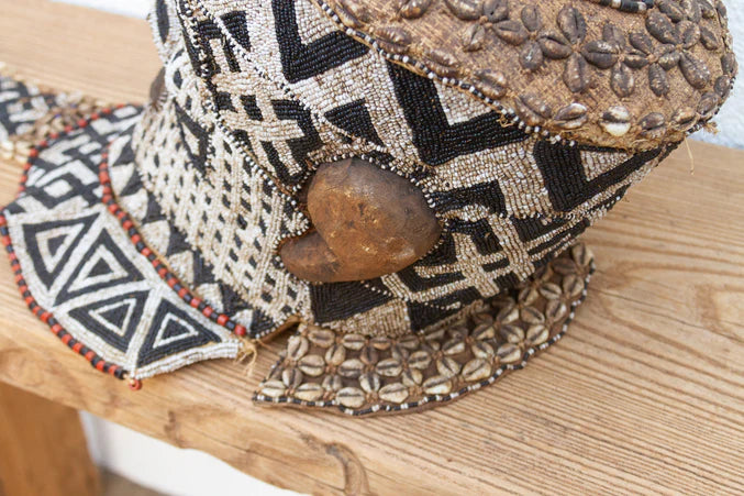 Black & White Beaded African Mask - RARE FIND - Horizon and Stone 