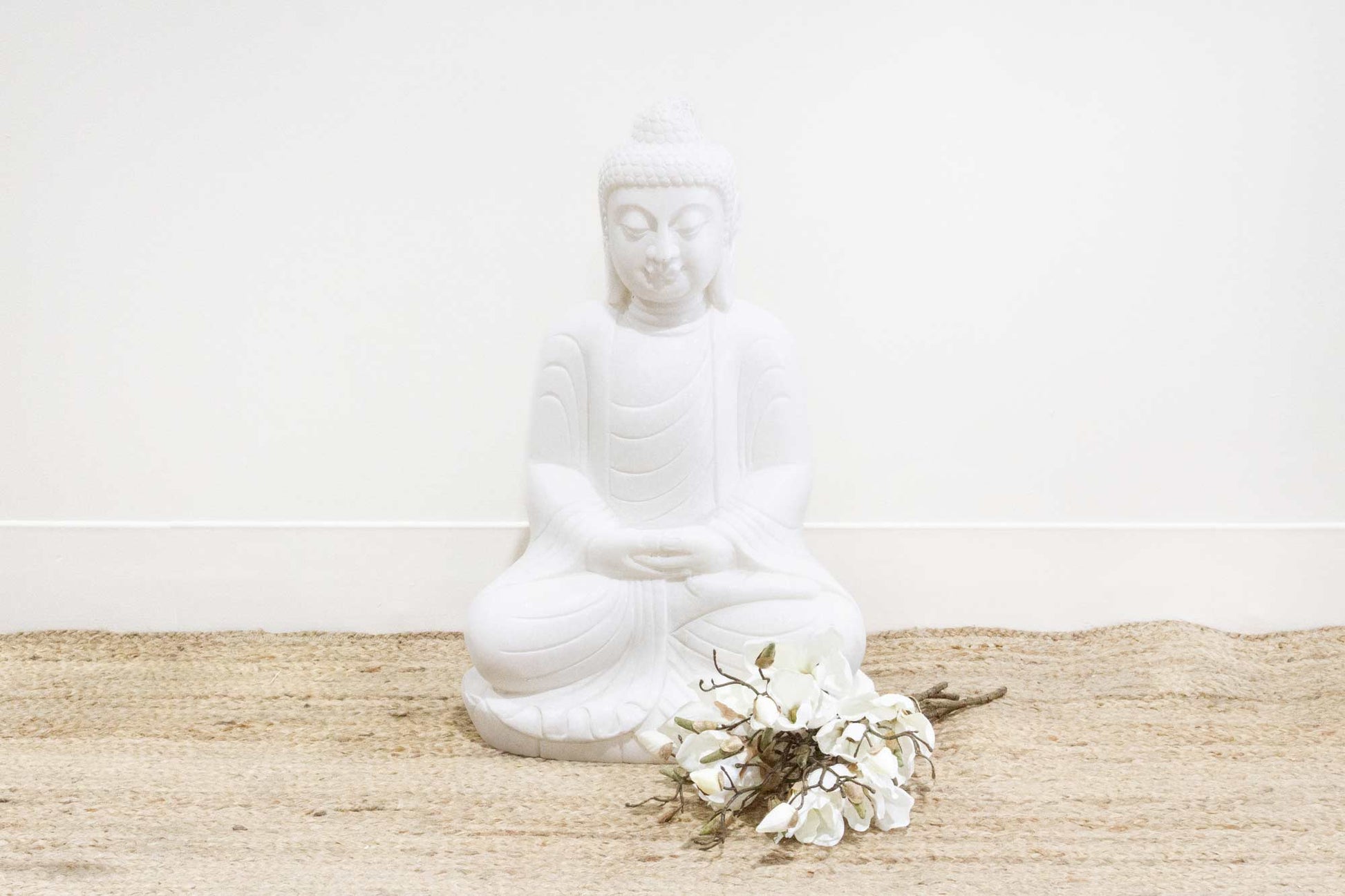 Large Carved Marble Praying Buddha Statue - Horizon and Stone 