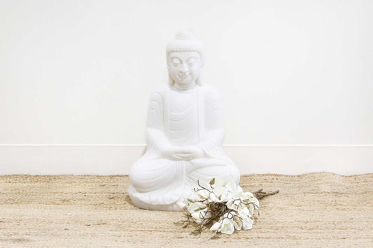 Large Carved Marble Praying Buddha Statue - Horizon and Stone 