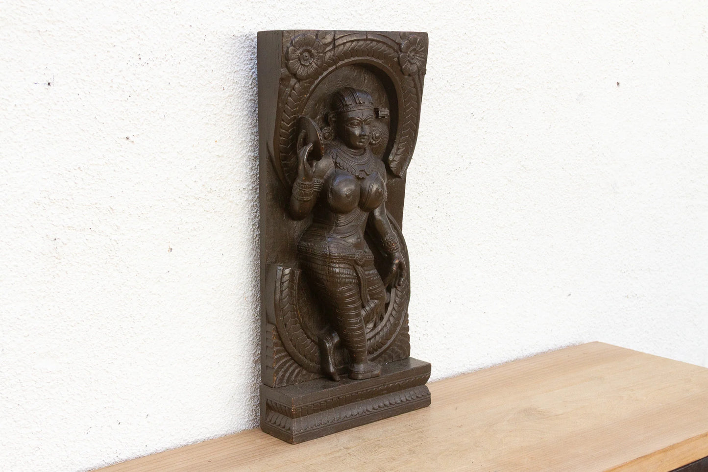 The Celestial Dancer 20th Century South Indian Wood Carving - Horizon and Stone 