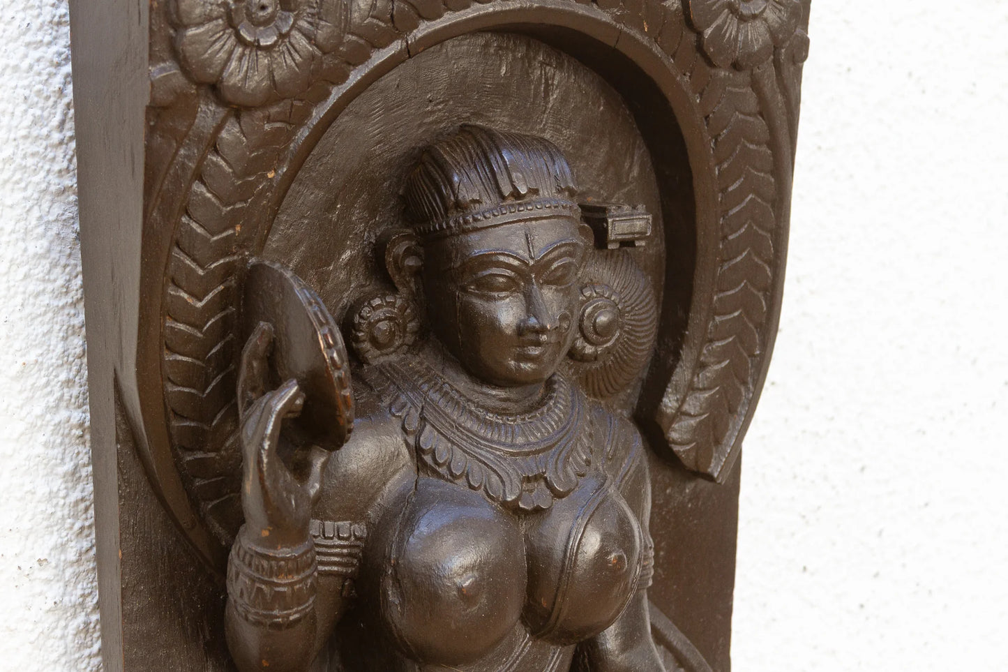 The Celestial Dancer 20th Century South Indian Wood Carving - Horizon and Stone 