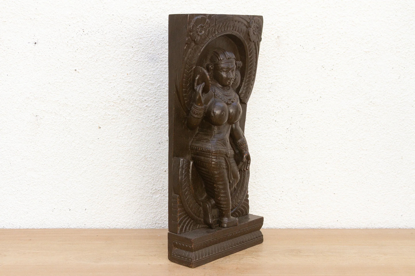 The Celestial Dancer 20th Century South Indian Wood Carving - Horizon and Stone 