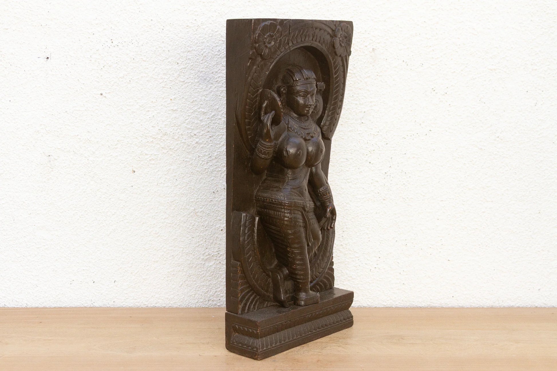 The Celestial Dancer 20th Century South Indian Wood Carving - Horizon and Stone 