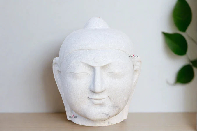 Large Beautifully Carved Marble Buddha Head - Horizon and Stone 
