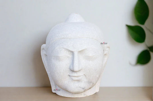 Large Beautifully Carved Marble Buddha Head - Horizon and Stone 
