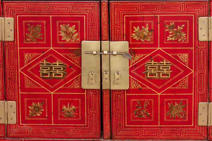 Mid-Century Bridal Red Painted Credenza - ONE OF A KIND - Horizon and Stone 