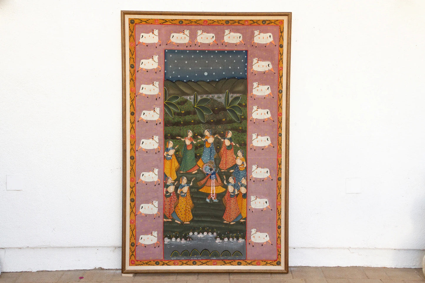 Large Indian Divine Art, Krishna's Cosmic Dance - COLLECTIBLE! - Horizon and Stone 