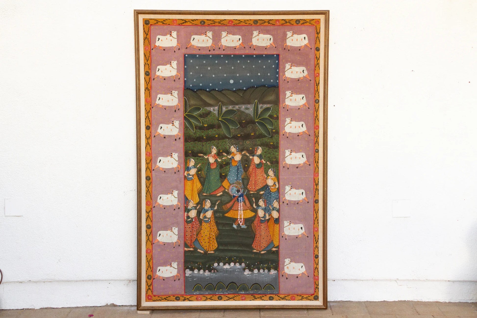 Large Indian Divine Art, Krishna's Cosmic Dance - COLLECTIBLE! - Horizon and Stone 