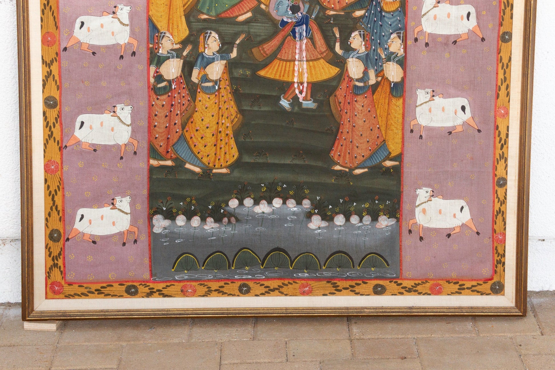 Large Indian Divine Art, Krishna's Cosmic Dance - COLLECTIBLE! - Horizon and Stone 