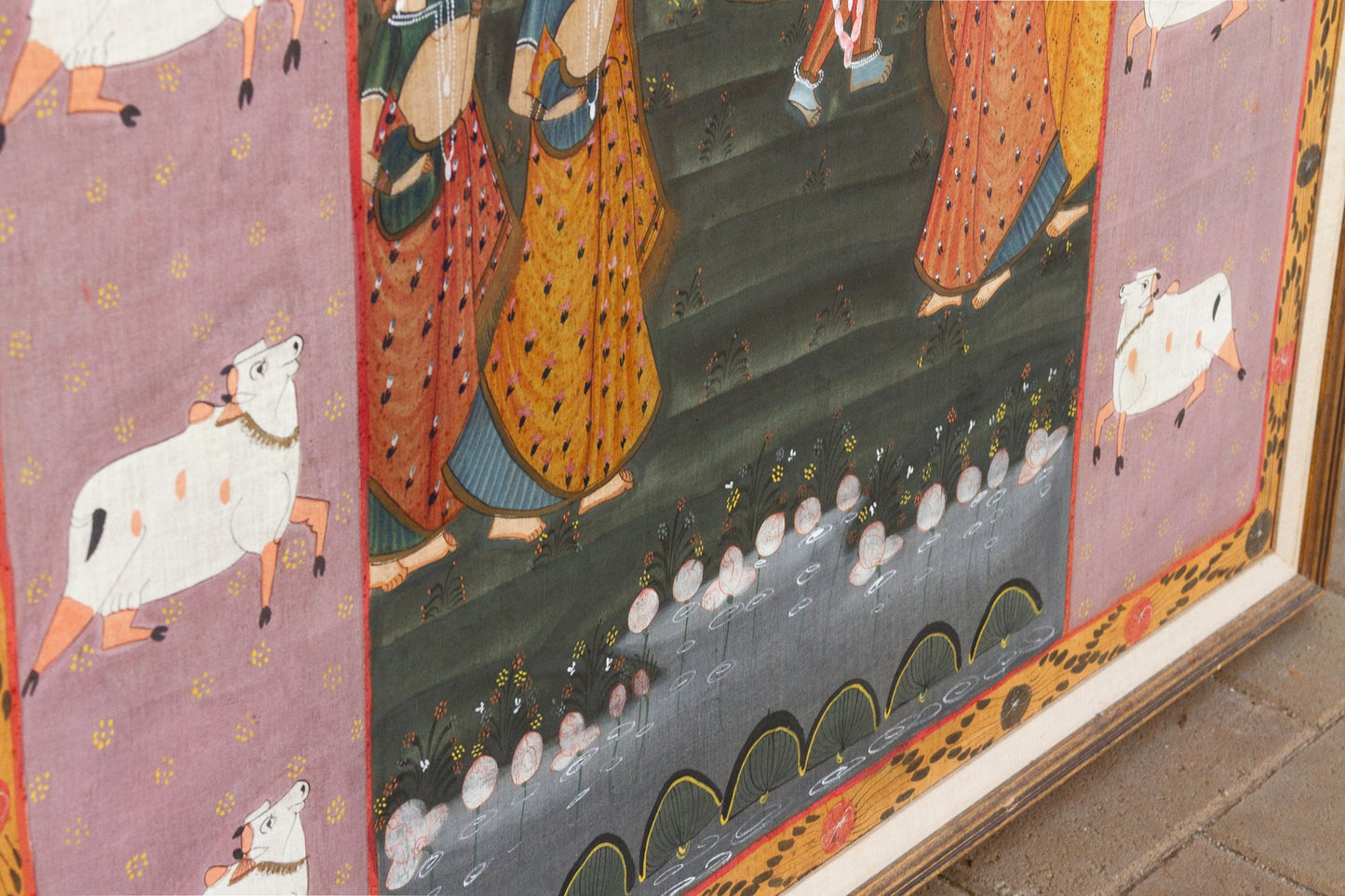 Large Indian Divine Art, Krishna's Cosmic Dance - COLLECTIBLE! - Horizon and Stone 