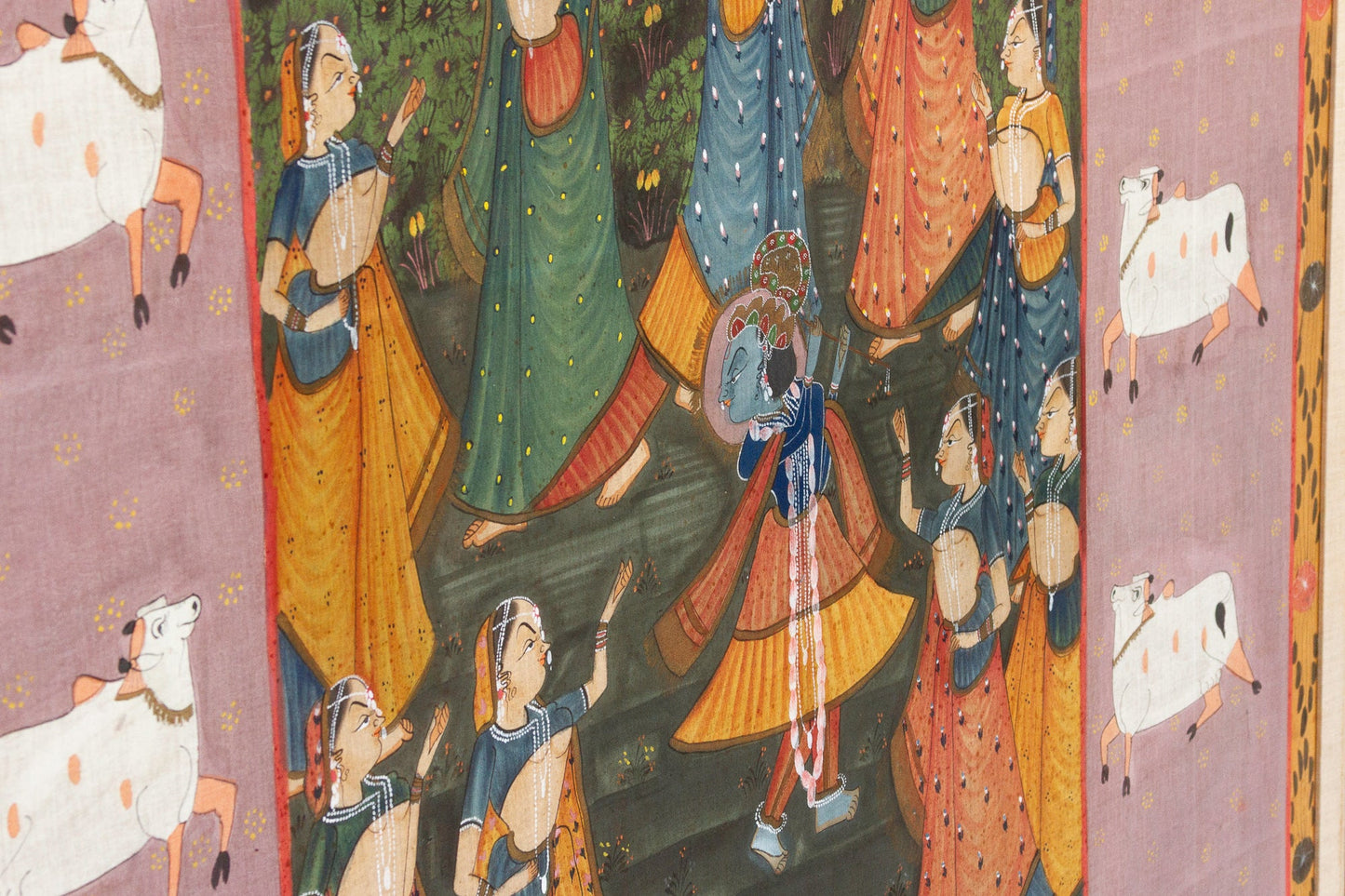 Large Indian Divine Art, Krishna's Cosmic Dance - COLLECTIBLE! - Horizon and Stone 