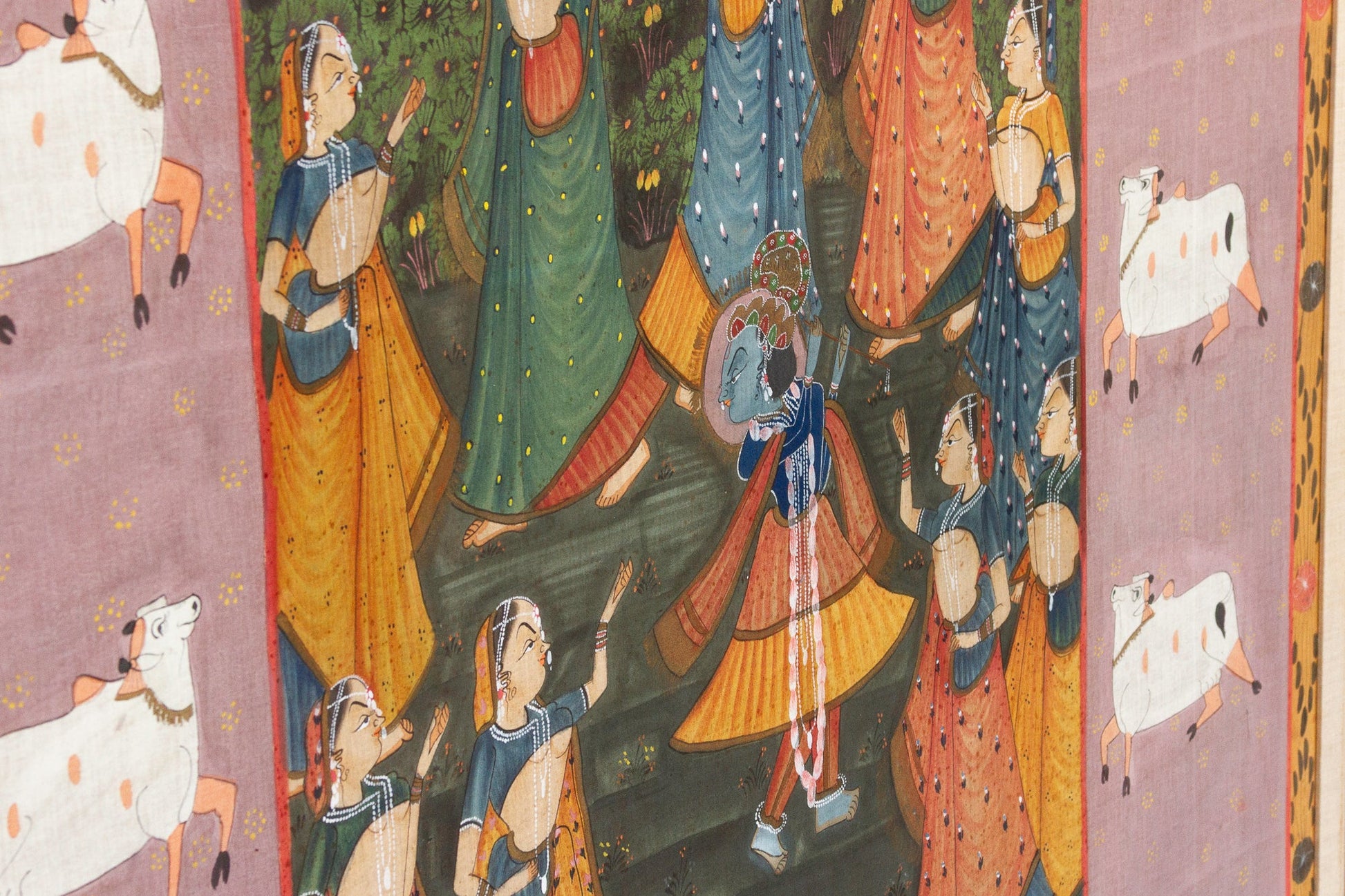 Large Indian Divine Art, Krishna's Cosmic Dance - COLLECTIBLE! - Horizon and Stone 