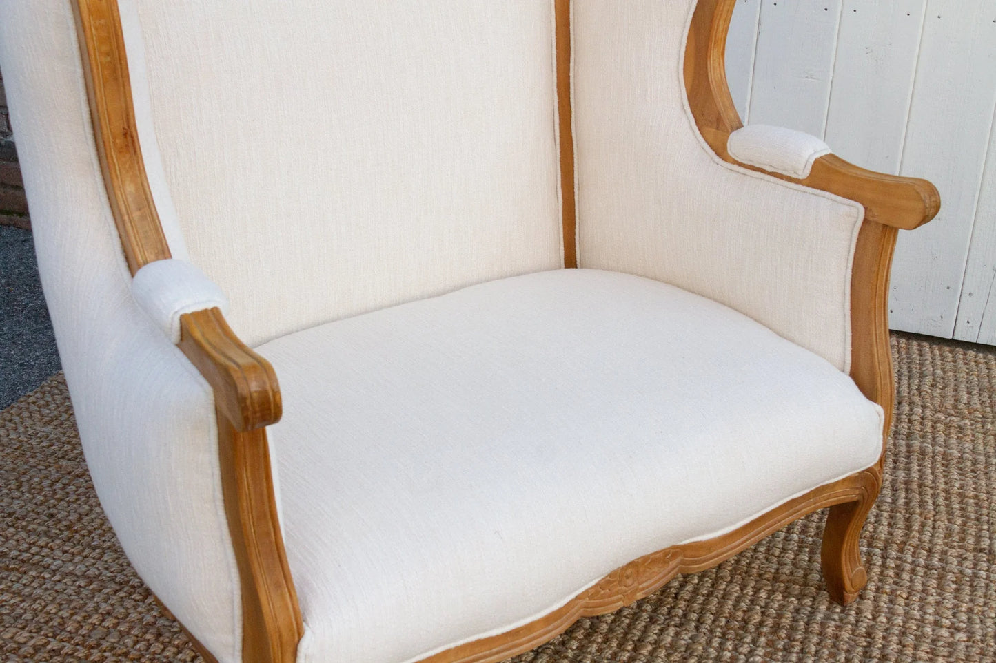 Oversize Bleached & White Canopy Club Chair - Horizon and Stone 