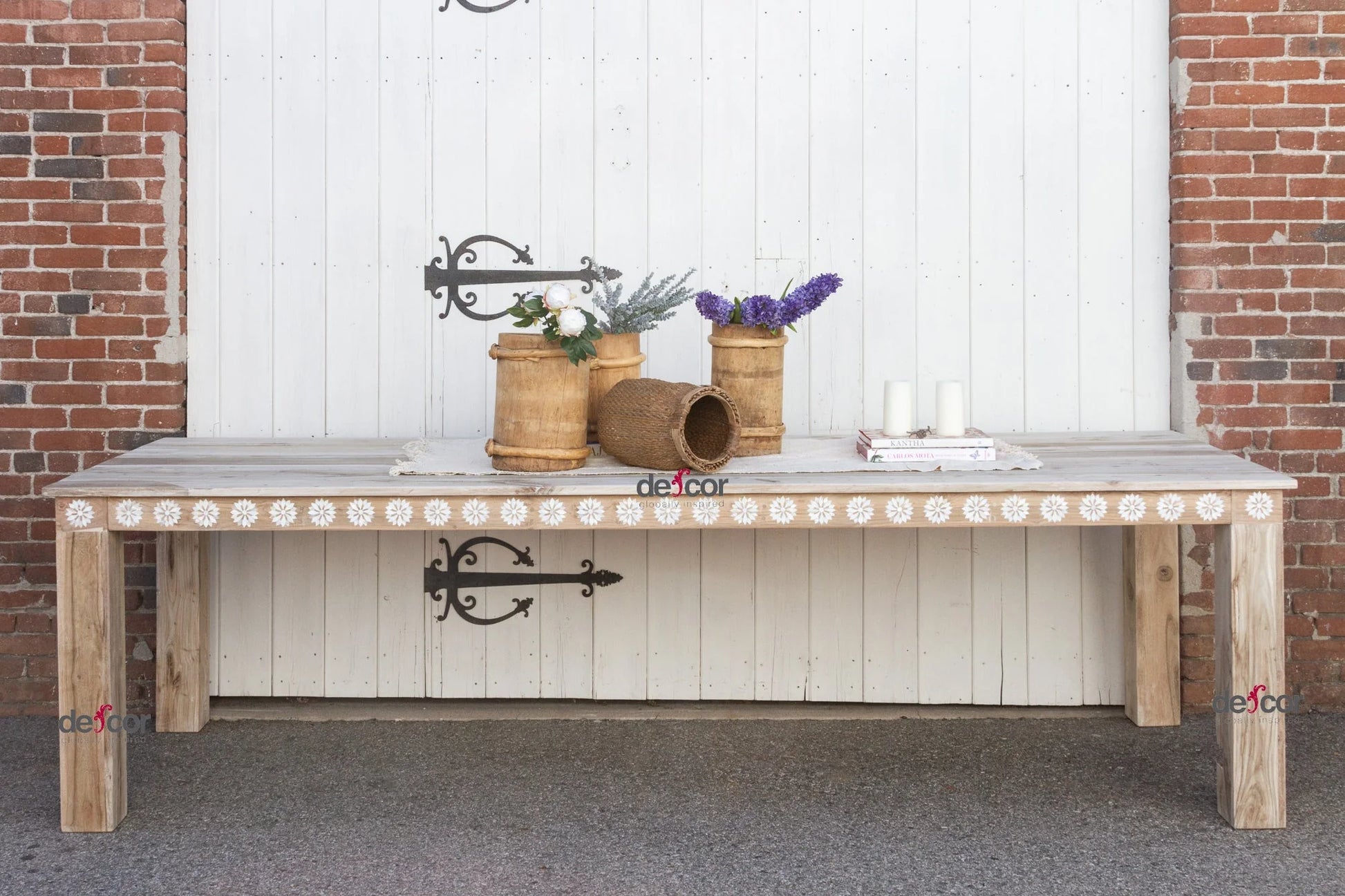 Very Large Blossom Inlaid Dining Table - Horizon and Stone 