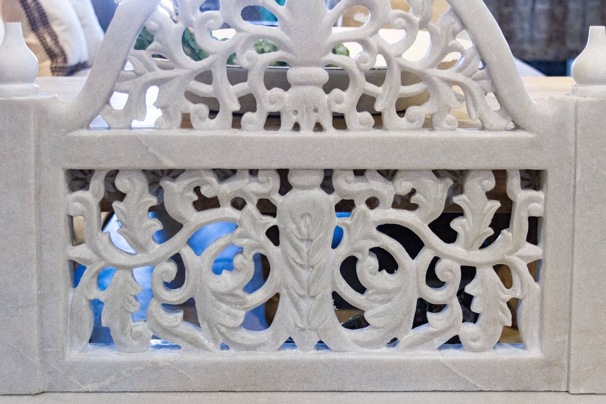 Royal Carved White Marble Garden Bench - LIMITED EDITION - Horizon and Stone 