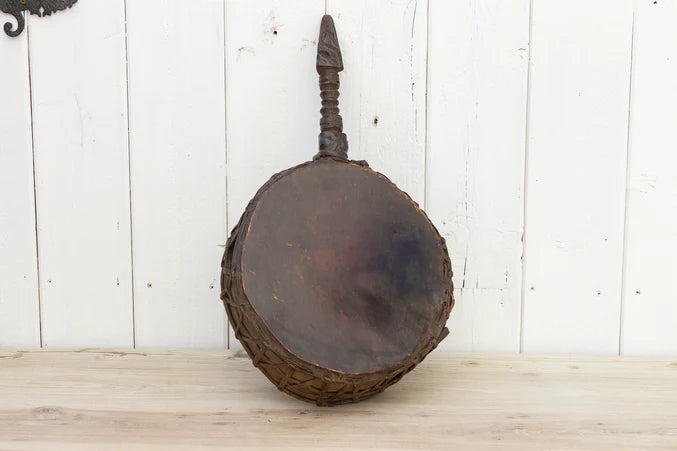 Antique Nepalese Carved Shaman Drum - RARE FIND - Horizon and Stone 