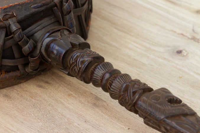 Antique Nepalese Carved Shaman Drum - RARE FIND - Horizon and Stone 