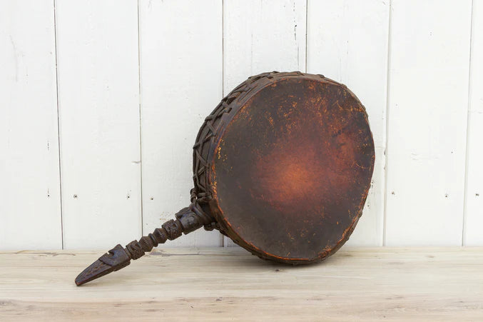 Antique Nepalese Carved Shaman Drum - RARE FIND - Horizon and Stone 