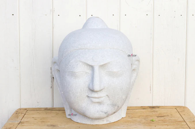 Large Beautifully Carved Marble Buddha Head - Horizon and Stone 