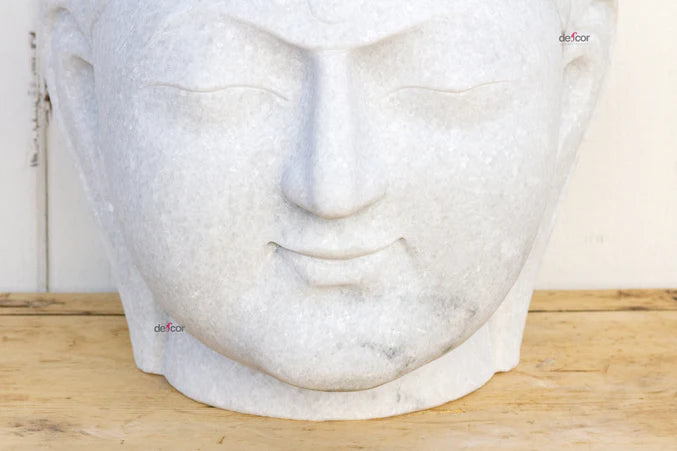 Large Beautifully Carved Marble Buddha Head - Horizon and Stone 